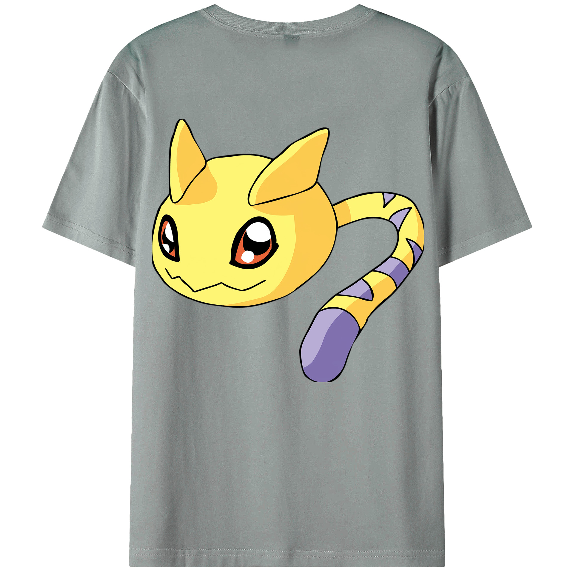 （画像用） Digimon デジタルモンスター/デジモン 綿100％ メンズ半袖Tシャツ（バックプリント） 通気性